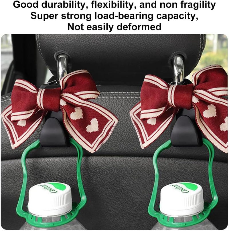 Mandark 2PCS Car Seat Headrest Hooks, Cute Bow Vehicle Hooks for Purses and Bags, Automotive Purse Hook Hanger Interior Decoration Accessories, Universal for SUV, Sedan, Truck (Red/White) - Image 3
